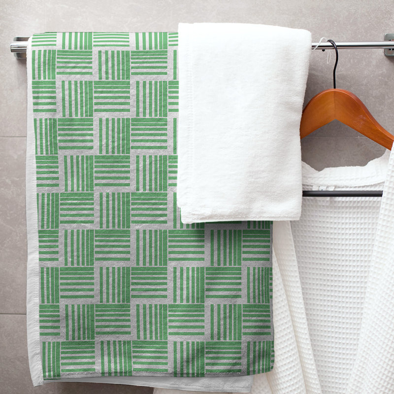 Jaya Bath Towel, Green/Steel Gray