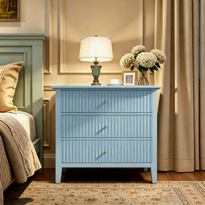 Table de chevet traditionnelle à 3 tiroirs, table d'appoint pour chambre à coucher