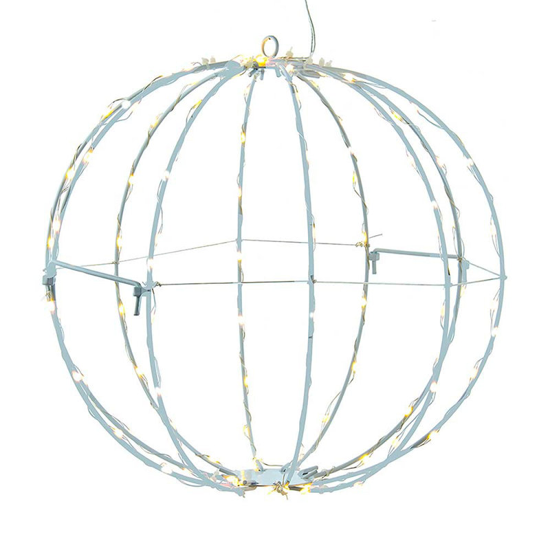 Kurt Adler LED Foldable Metal Sphere, 12" H x 12" W x 12" D, Warm White