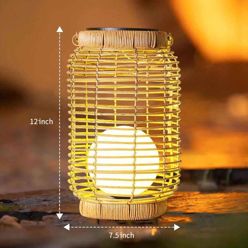 Rattan Solar Lantern Hanging with Handle