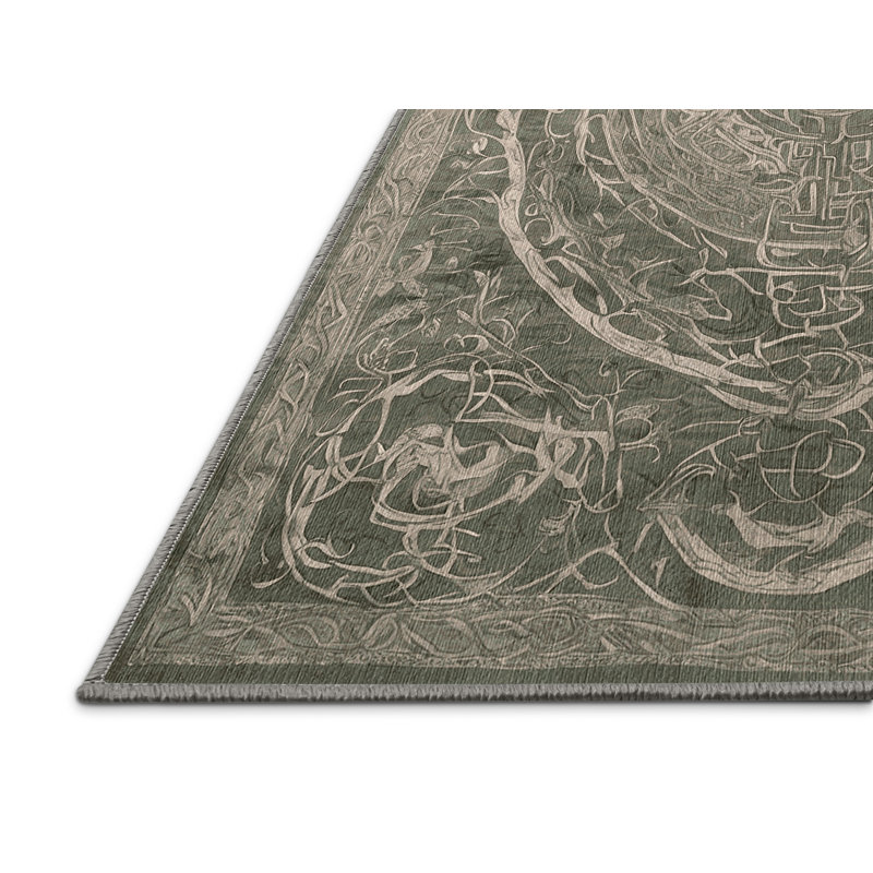 Tapis gris lavable à la machine, Carré 6 pi
