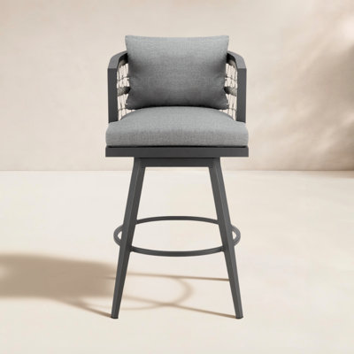 Harleigh Metal Outdoor Stool with Cushion