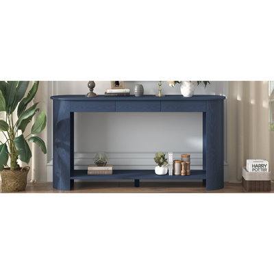 Console en placage de chêne moderne de 59,8 po avec 3 tiroirs U_Style