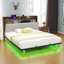 Lit plateforme tapissier avec rangement à DEL-152494558-152494556