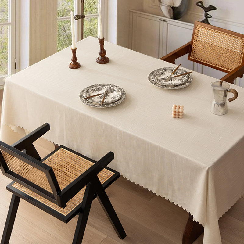 Nappe tissée texturée ondulée unie 56 po, Beige, L 72 po x l 56 po
