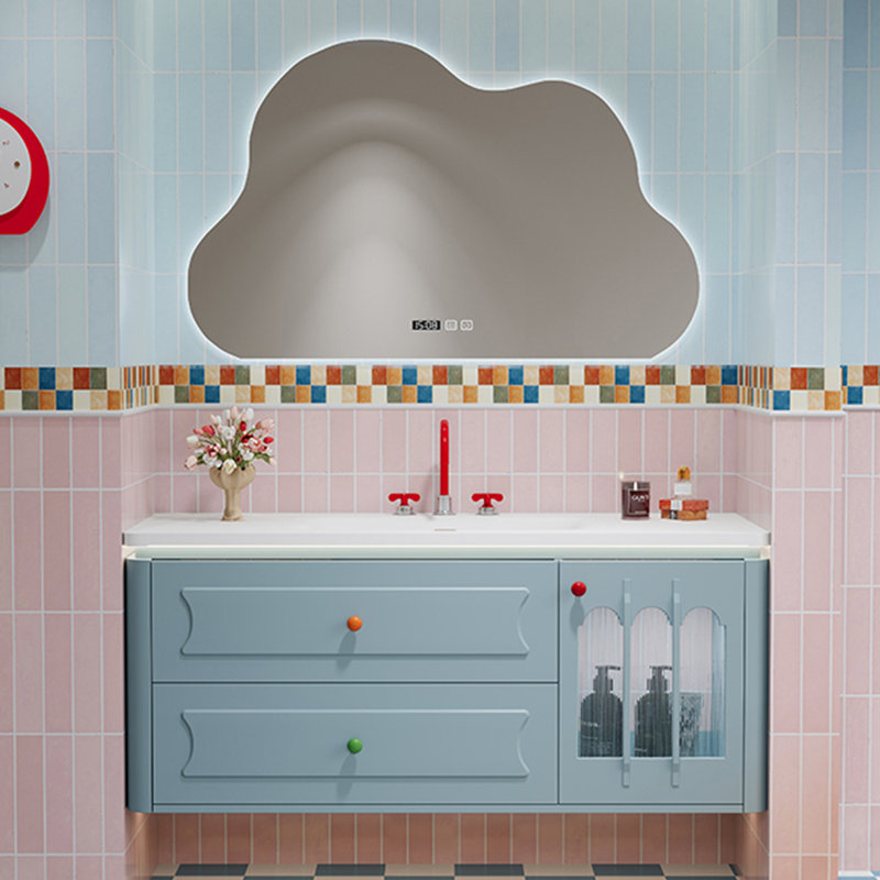 Nordic style simple cute bathroom cabinet, Blue