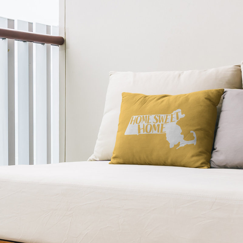 Outdoor Reversible Throw Pillow, Yellow, Massachusetts