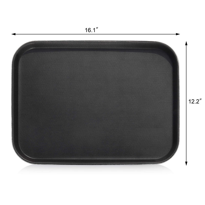 Rectangular Restaurant Grade Non-Slip Tray With Rubber Lined Plastic