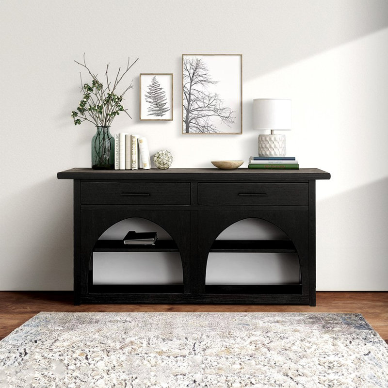 Grayson Black Wood Console Table with Storage