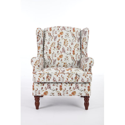 Modern Accent Chair With Retro Wood Legs, Comfy Upholstered Armchair, Floral Design Single Sofa Chair For Living Room Bedroom Office - Floral Yellow