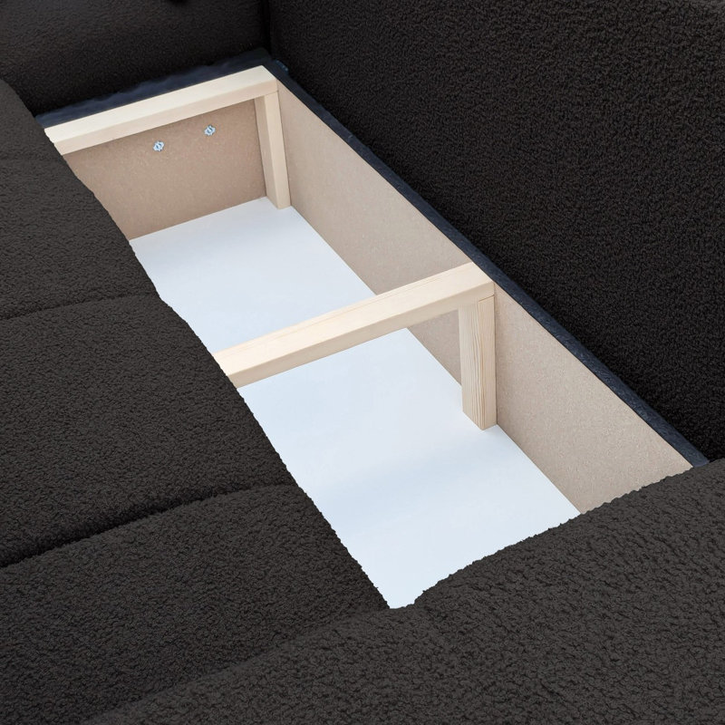 3 Seater Sofa Bed, Black, Left Hand Facing