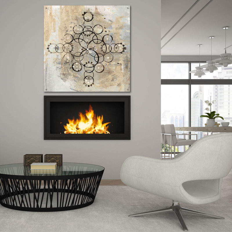 «Neutral Mandala 2» par Melissa Averinos, art mural en verre acrylique, H 36 po x l 36 po x P 0,2 po