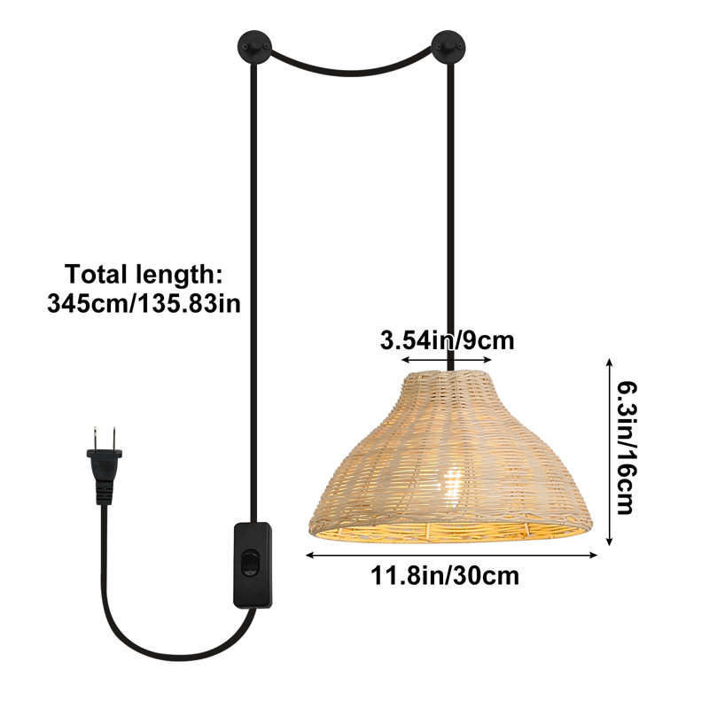 Luminaire suspendu naturel 1 lumière Yahira