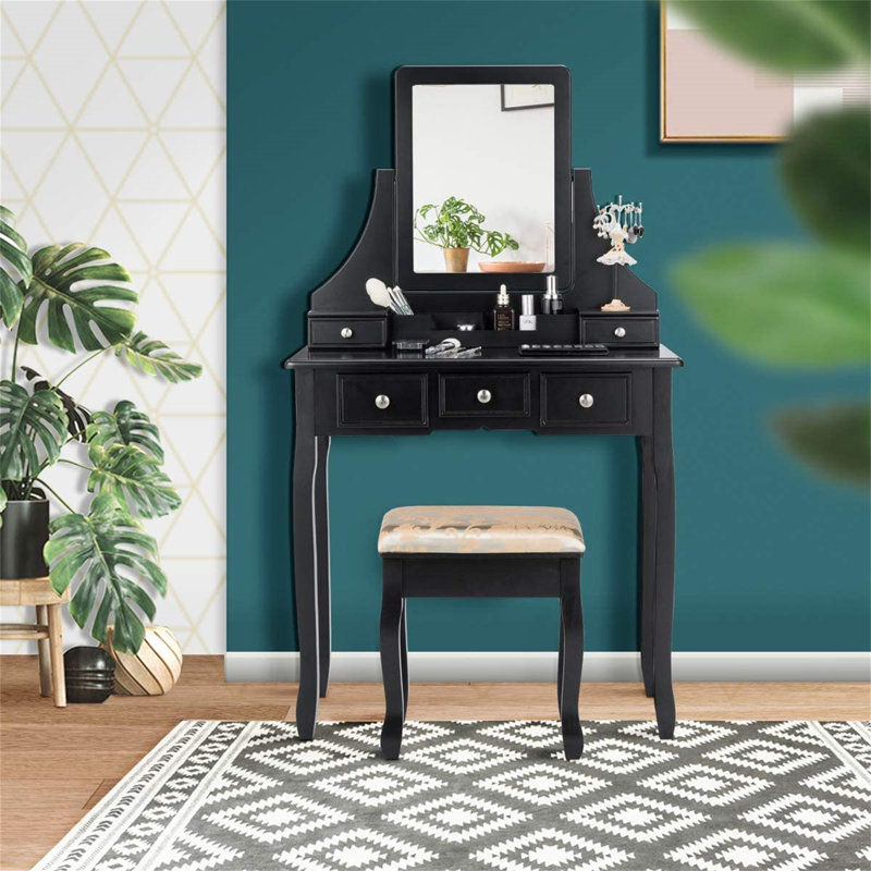 Cullinan Dressing Table with Mirror, Black