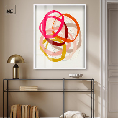 Décoration murale abstraite «Playful Scribble III Shadowbox» par Art Remedy, cadre blanc, 30 x 36