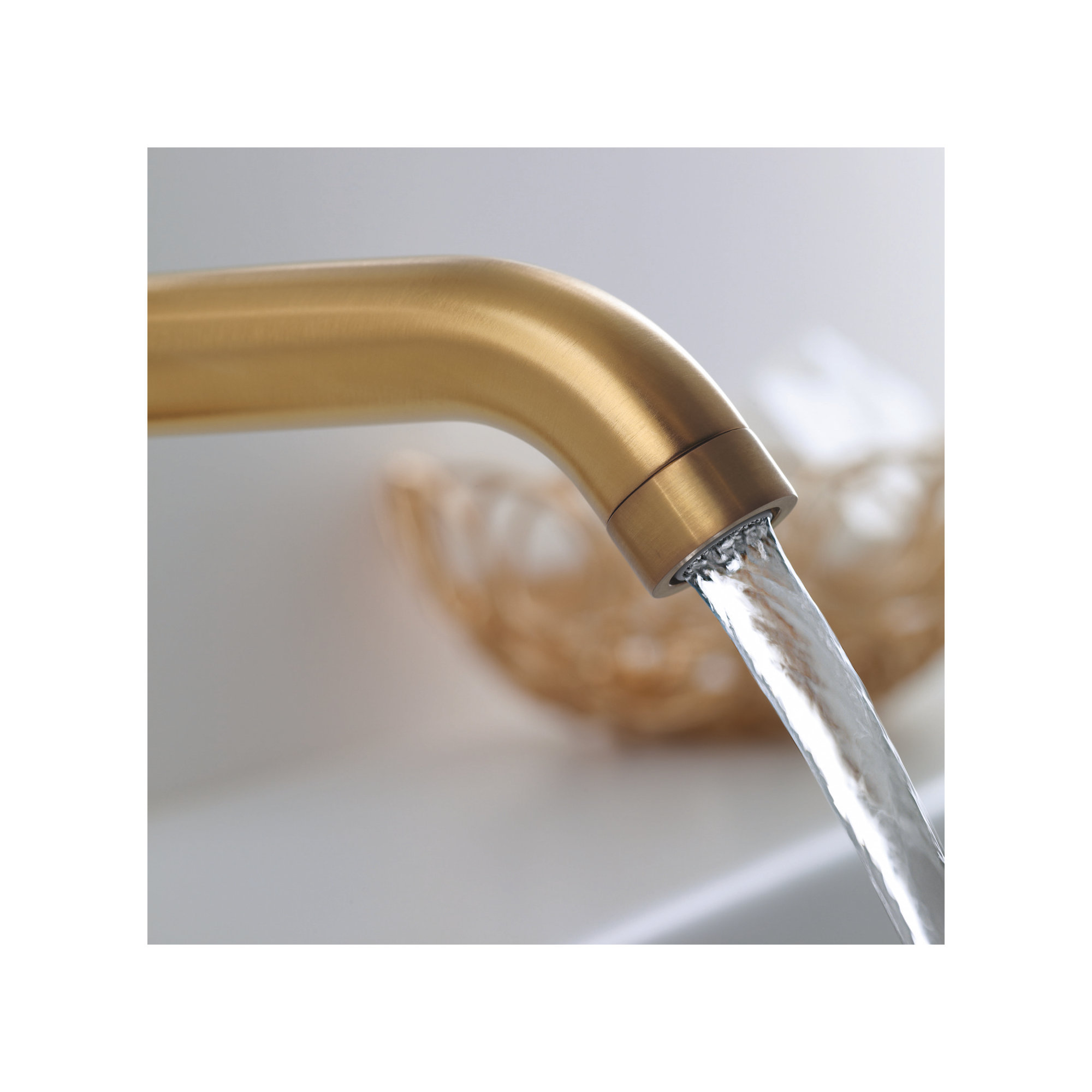 Purist Widespread Bathroom Faucet, Vibrant Moderne Brushed Gold