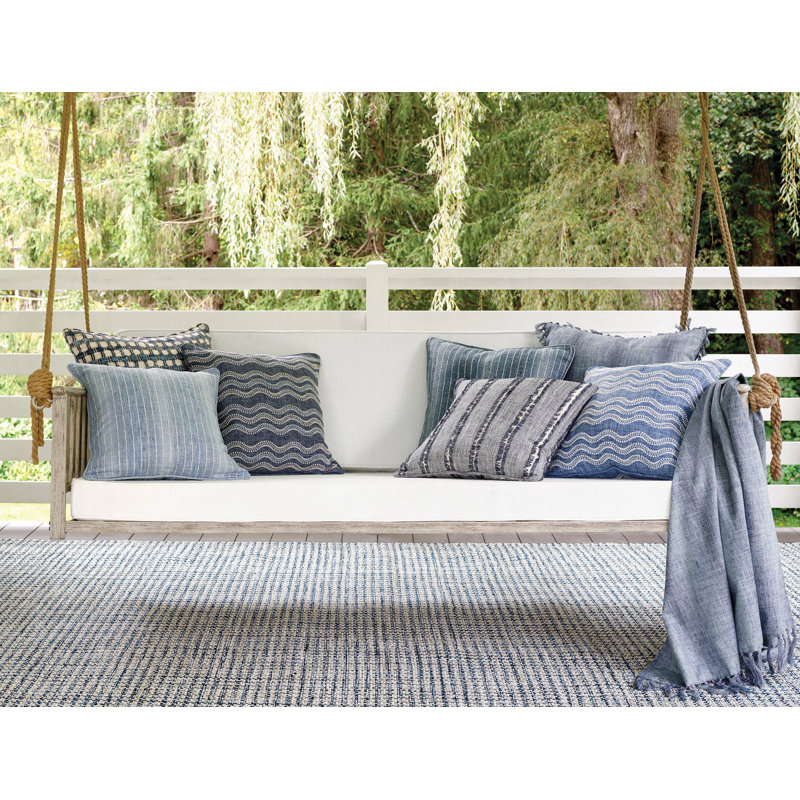 Coastal Blue Handwoven Indoor/Outdoor Rug, Rectangle 5' x 8'