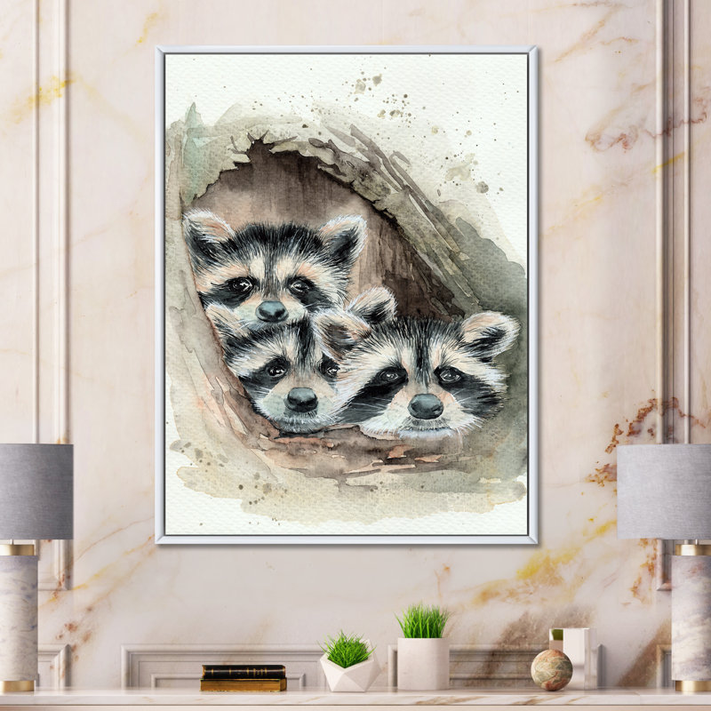 east-urban-home-three-cute-fluffy-raccoons-looking-out-of-a-tree-painting-on-canvas-wayfair