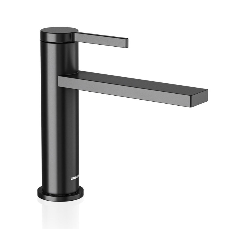 Robinet de lavabo de salle de bain moderne à poignée simple Tinian, Noir mat