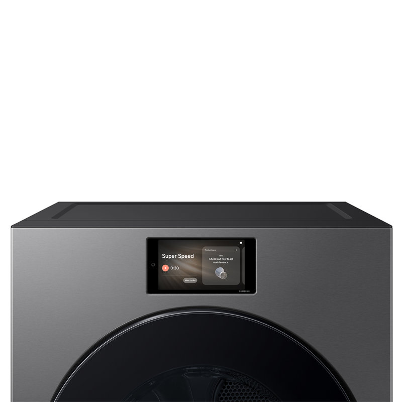 Samsung 7.6 cu. ft. Bespoke AI Ultra Capacity Front Load Electric Dryer with AI Home and AI OptiDry+ in Ivory, Dark Steel