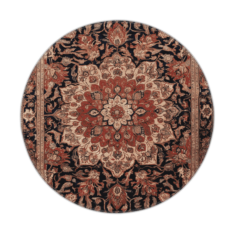 Tapis d'intérieur et d'extérieur brun Persian, Rond 5 pi