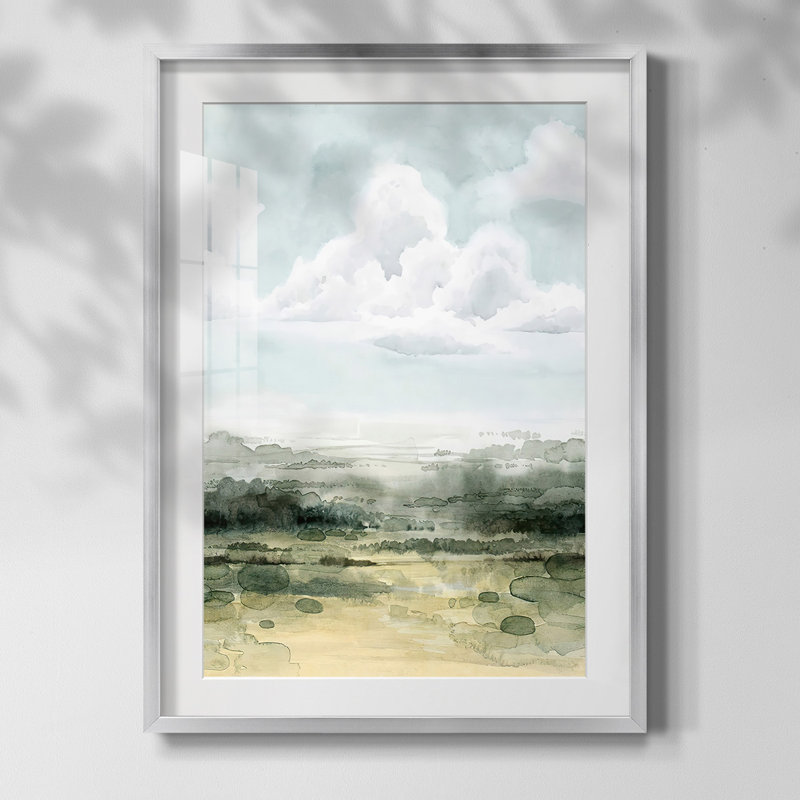 «Sand Story I», reproduction encadrée, Papier avec cadre argenté, Blanc
