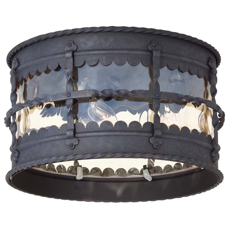 Calem Flush Mount, Spanish Iron, 60 Watt