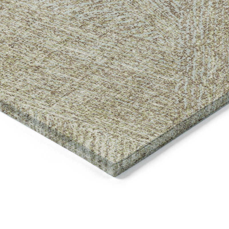 Tapis intérieur lavable abstrait ivoire et brun 8 pi x 10 pi