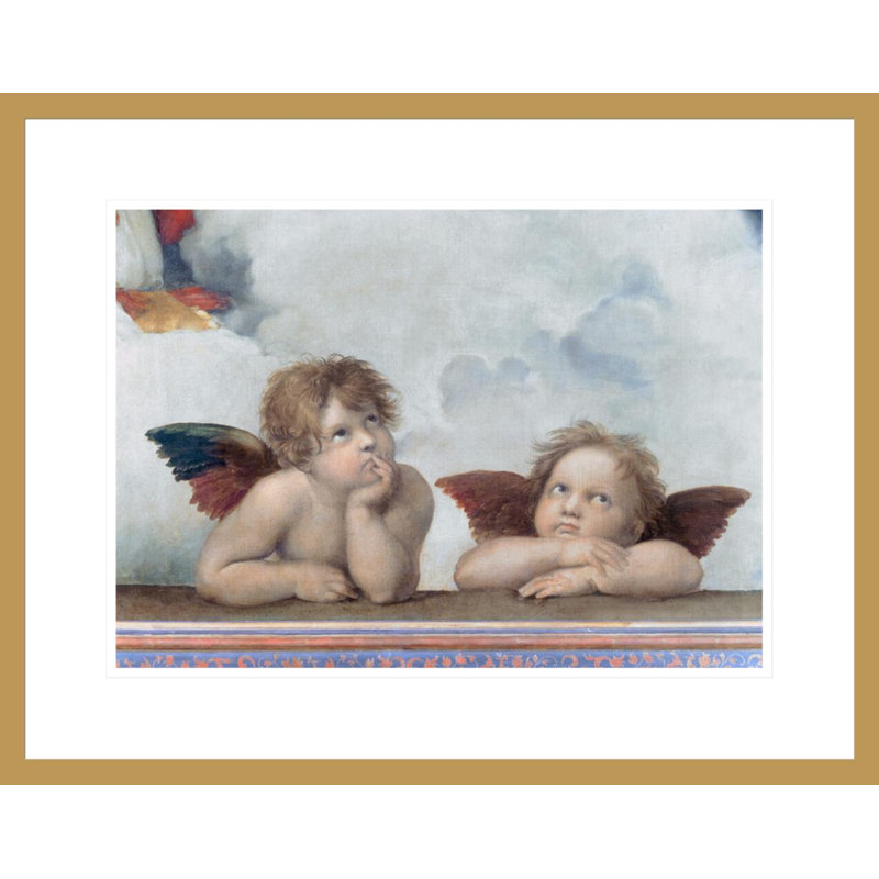 Putti de la Madone Sixtine par Raphael, H 17,1 po x l 21,75 po