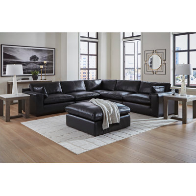 Ammalu Genuine Leather Sectional And Ottoman Set