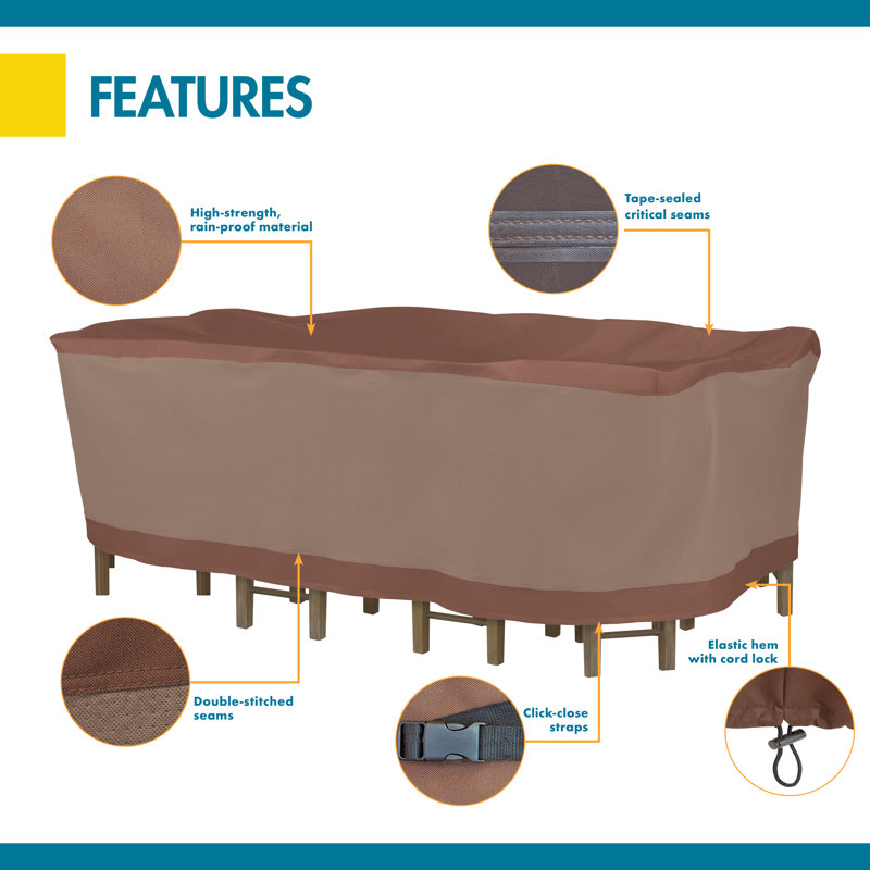 Waterproof Patio Furniture Cover for Outdoor Table and Chairs, 32" H x 138" W x 78" D, Mocha/Cappuccino