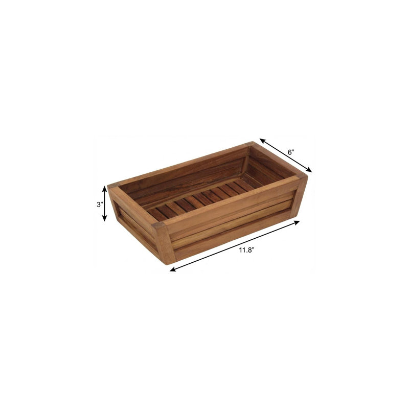 12" Brown Solid Wood Organizing Box