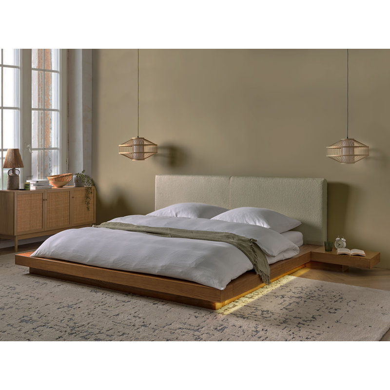 Ronish Upholstered Bed, Light Brown/White, Super King (6')