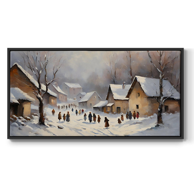 Série paysage - CCDXLIV - Toile tendue avec châssis encadré - Prêt à être accroché, Noir, H 17 po x l 33 po