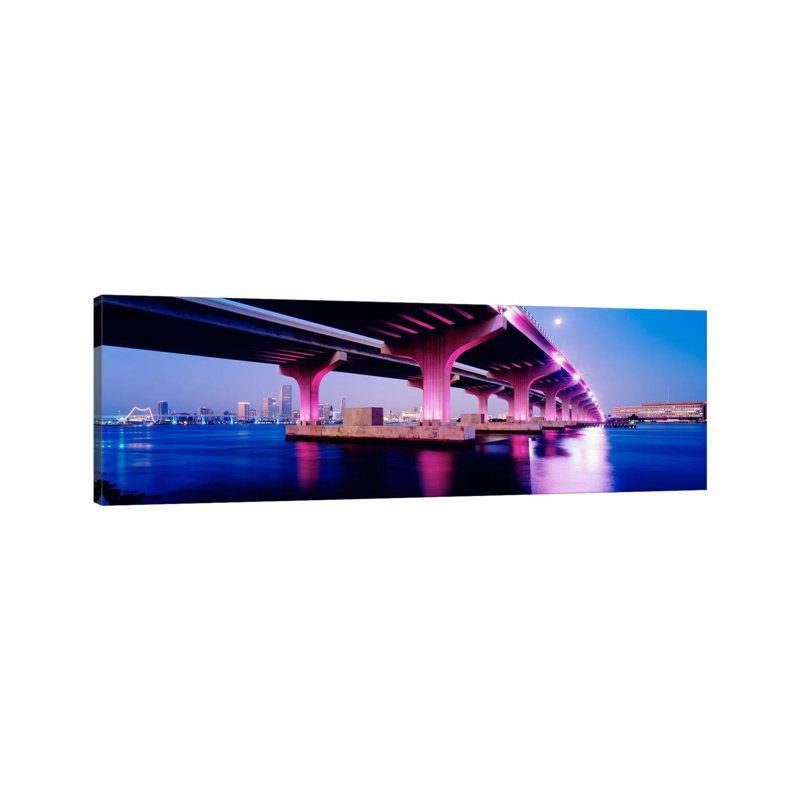 MacArthur Causeway Biscayne Bay Miami FL USA - Wrapped Canvas Panoramic Print, 30.48 cm H x 91.44 cm W x 1.91 cm D