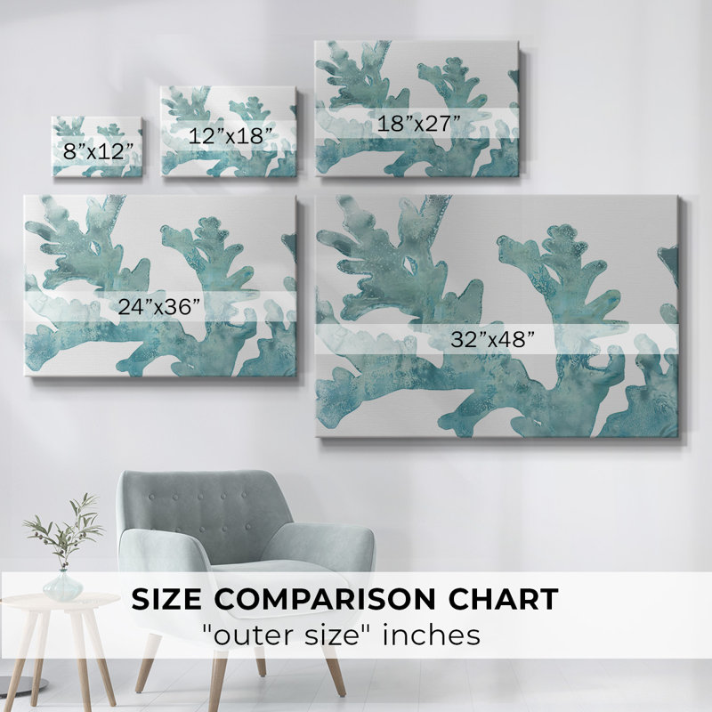Toile tendue avec galerie Blue Macro Coral II, H 40 po x l 60 po