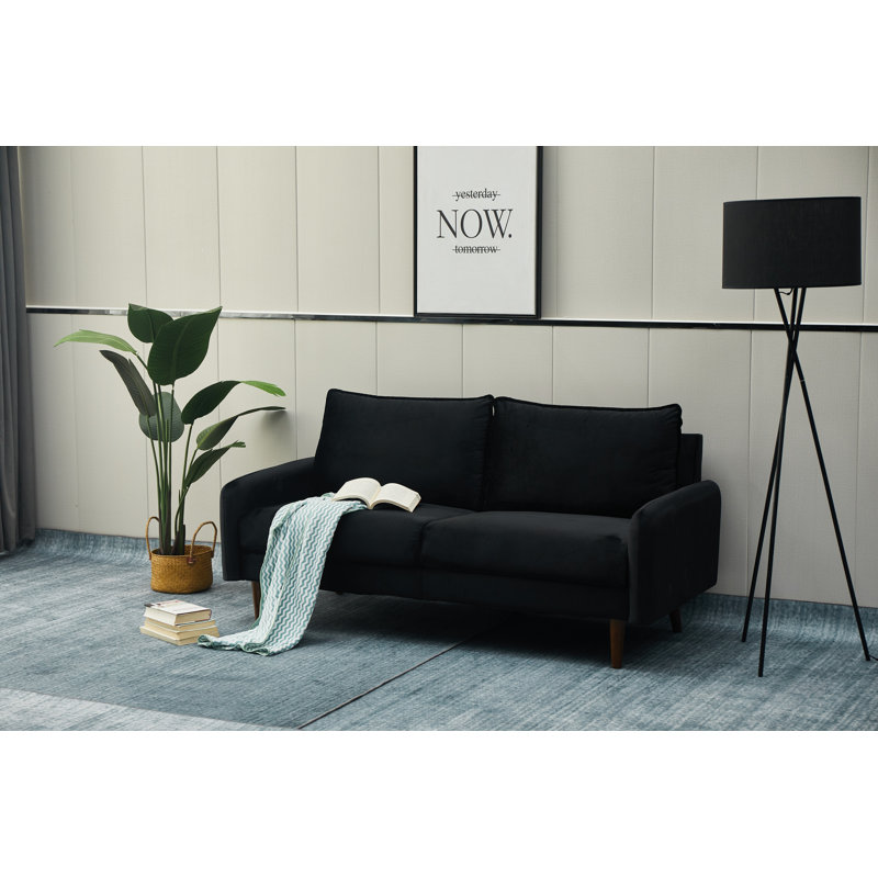 Emteas 69'' Velvet Sofa, Black Velvet