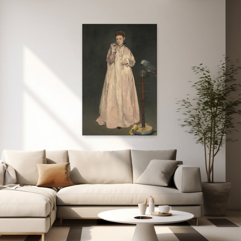 Jeune femme en 1866, portrait d'oiseau abstrait contemporain, impression d'art mural, H 60 po x l 40 po