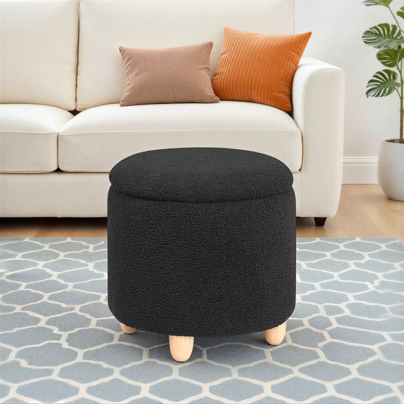 Repose-pieds rembourré Brigitt, 100 % polyester noir