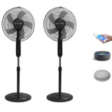 (Pack Of 2) Technical Pro Wifi Enabled 16 Inch Standing Fan With Oscillating Feature And Compatible With Amazon Alexa/Google Home Voice Control Smart Home (White)