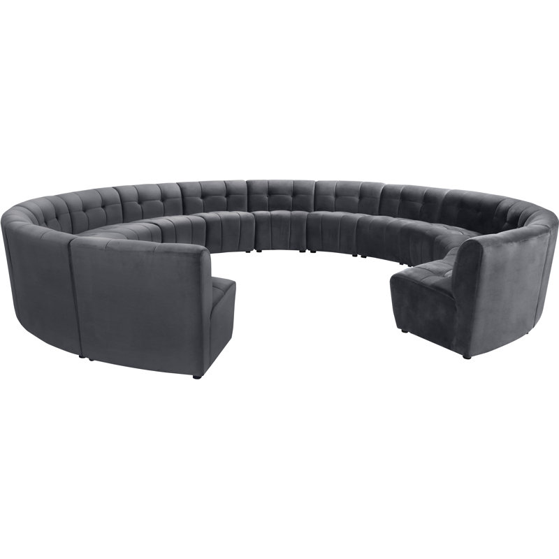 Jedson Velvet Sectional Symmetrical, Grey Velvet