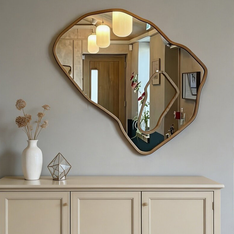 Miroir mural en bois aggloméré Free Form, H 23,62 po x L 23,62 po x l 1,97 po