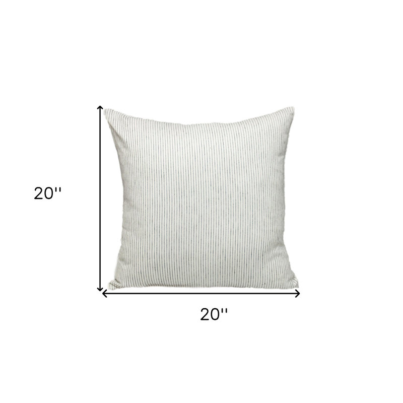 20" Brown and White Striped Cotton Throw Pillow