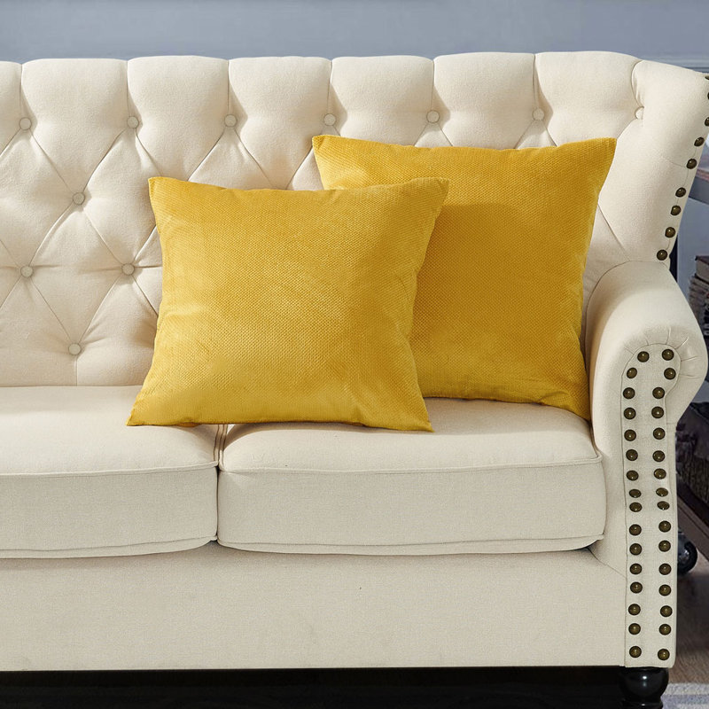 Avilla Solid Colour Reversible Pillow Cover, Jojoba Yellow, 20" x 20"