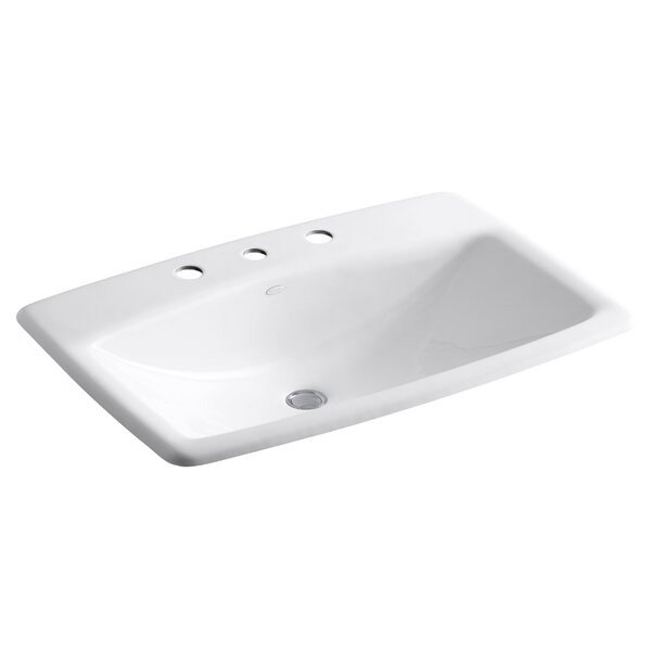 Man's Lav Metal Rectangular Drop-In Bathroom Sink with Overflow, White
