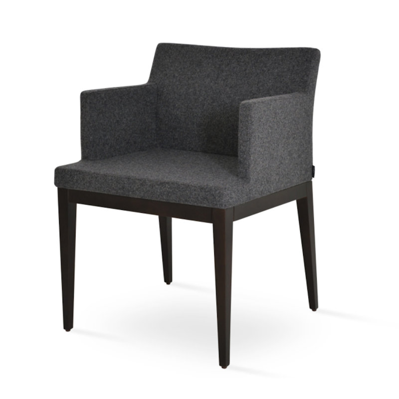 Soho Wood Arm Chair, Wenge, Dark Gray