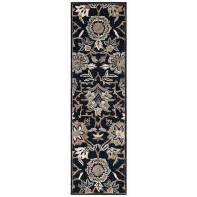 Bijal Hand Tufted Wool Cotton Floral Rug in Beige/Black