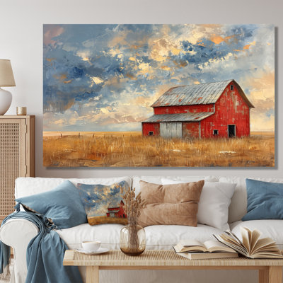 Brise de grange rétro rouge et gris rétro - art mural grange