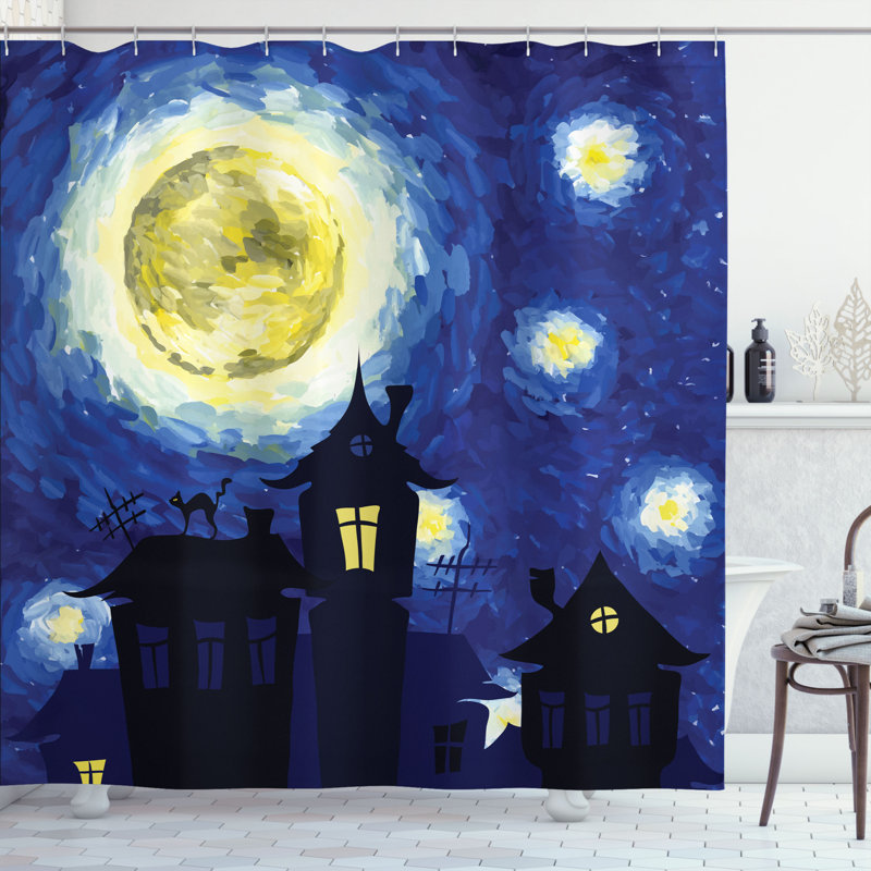 Ensemble de rideau de douche en lune et crochets, H 75 po x l 69 po