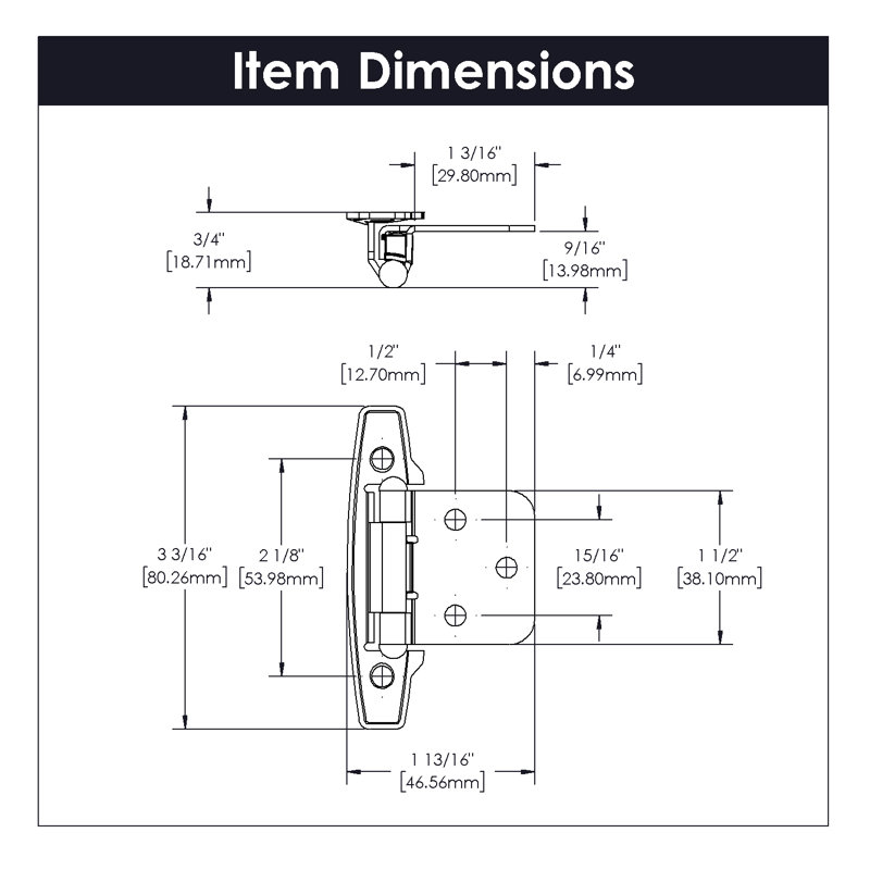 Encadrement de surface à fermeture automatique à surface variable - nickel satiné - charnières de porte d'armoire (ensemble de 2)